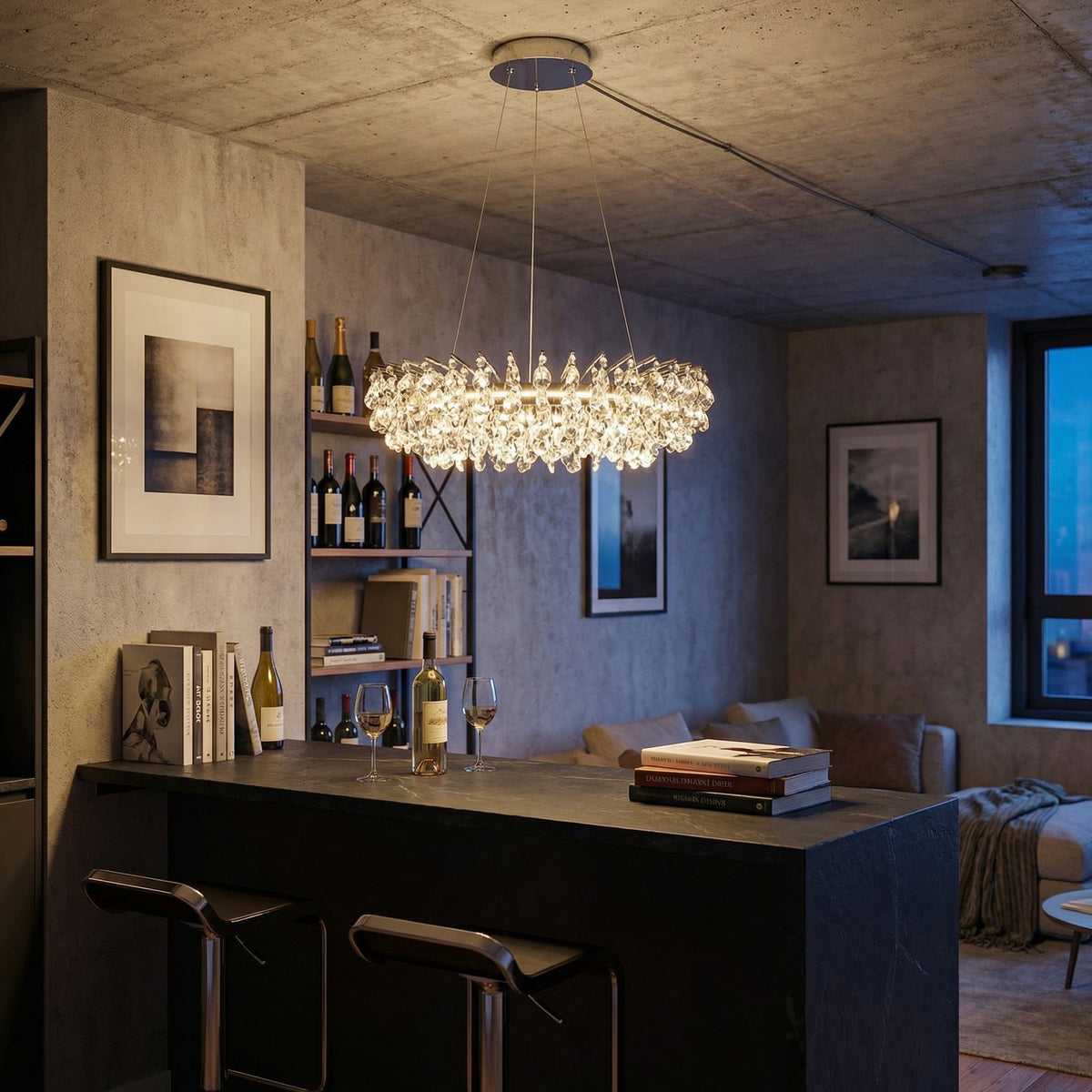 Aureola Round Crystal Chandelier - scene 3