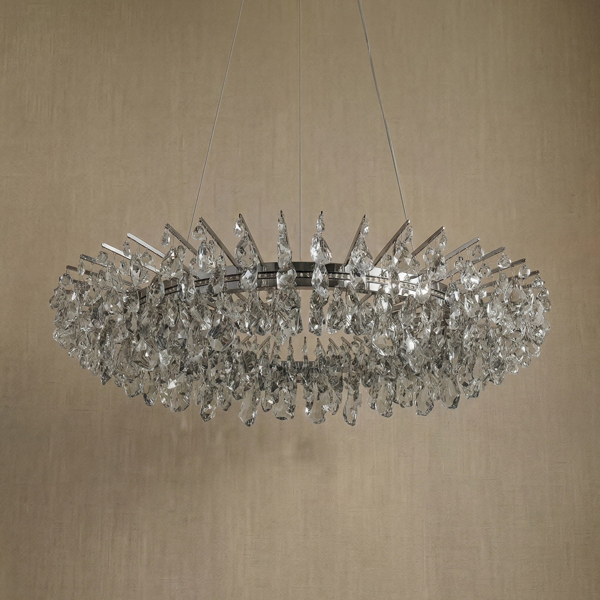 Aureola Round Crystal Chandelier - dark