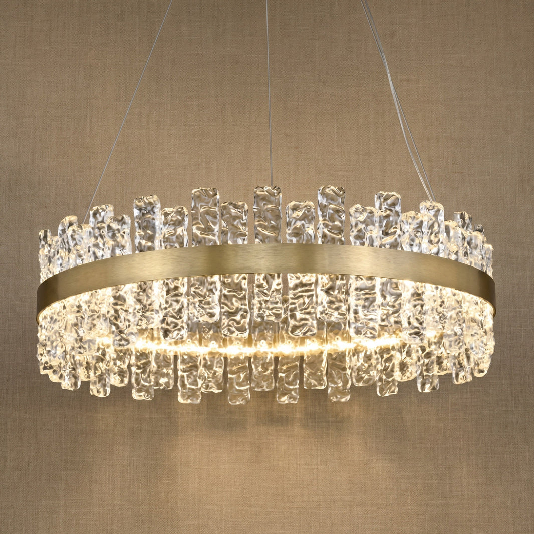 Brushed Gold Glass Fringe Modern Chandelier