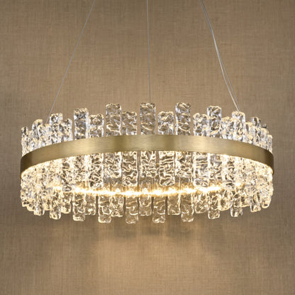 Brushed Gold Glass Fringe Modern Chandelier