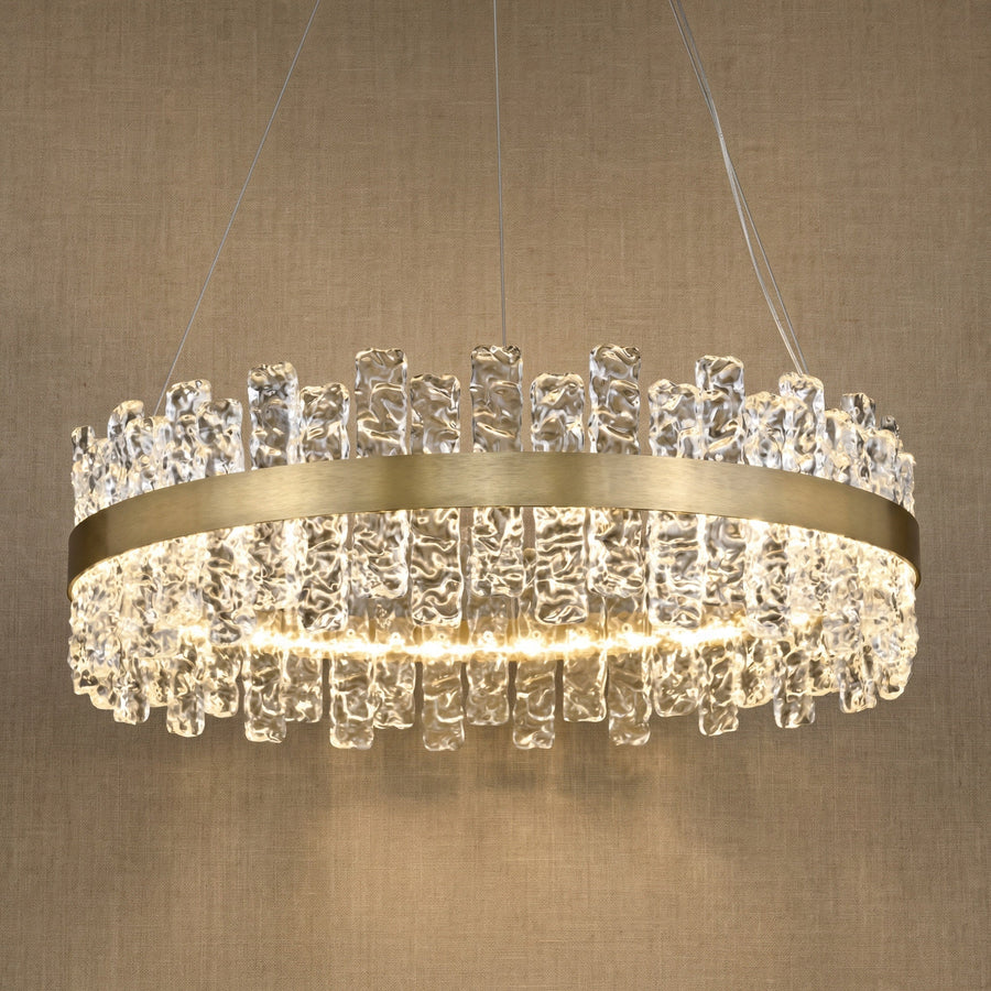 Brushed Gold Glass Fringe Modern Chandelier