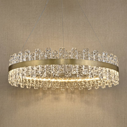 Brushed Gold Glass Fringe Modern Chandelier (2)