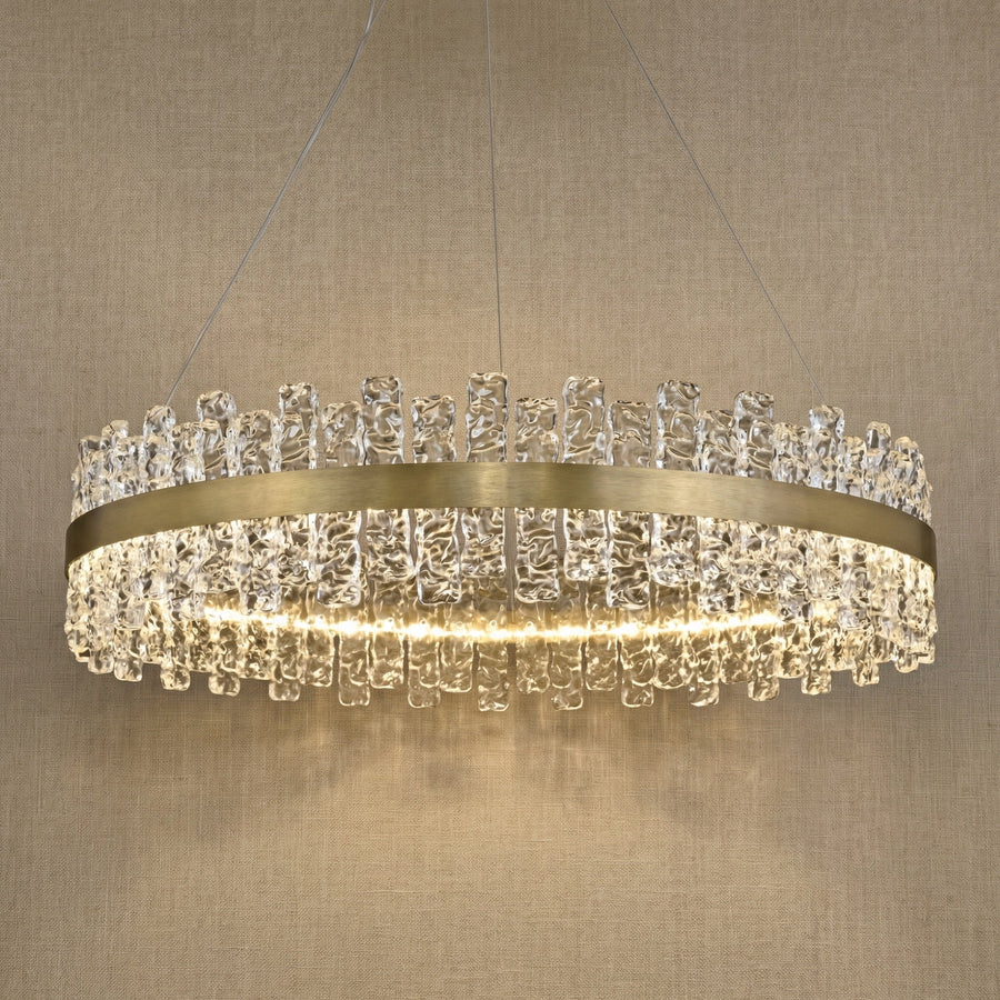 Brushed Gold Glass Fringe Modern Chandelier (2)
