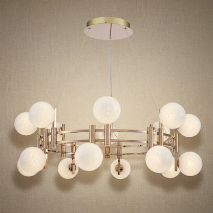 Callisto Frosted Glass Globe Round Chandelier 39.4"