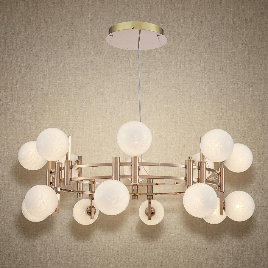 Callisto Frosted Glass Globe Round Chandelier 39.4"