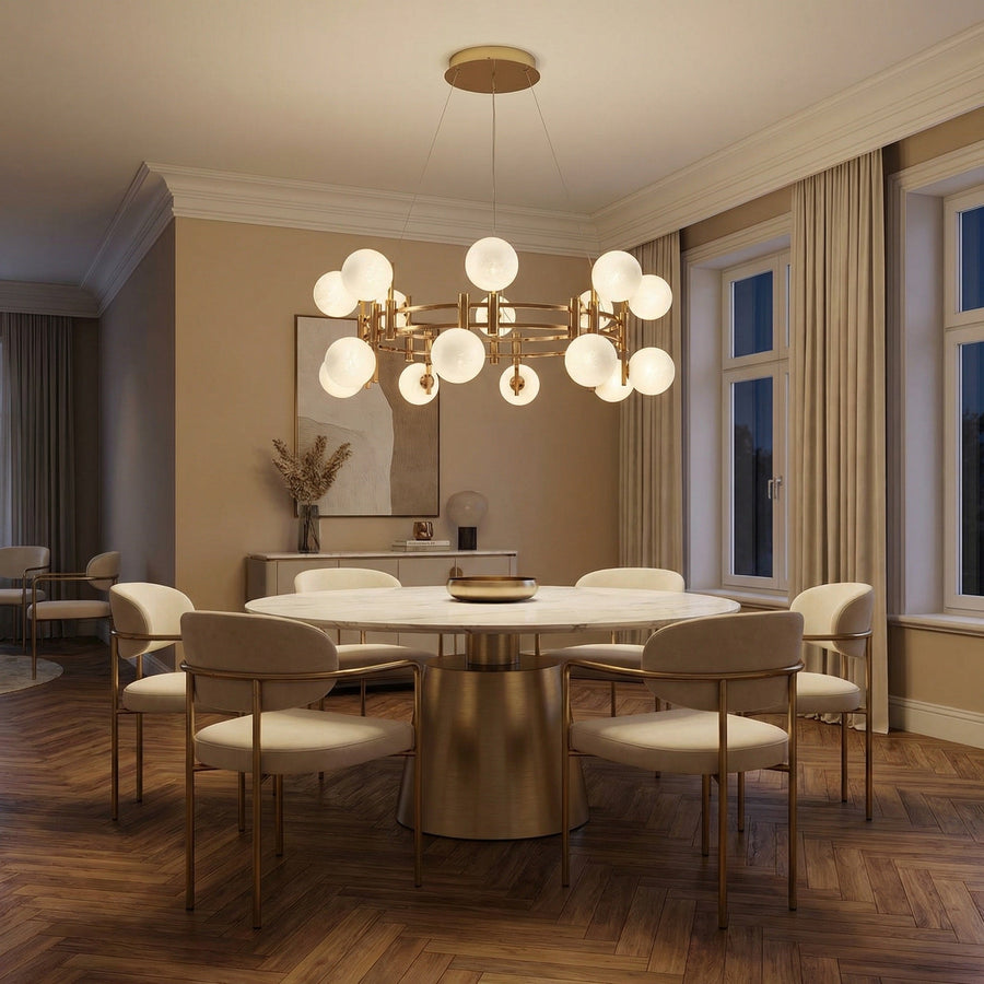 Callisto Frosted Glass Globe Round Chandelier 39.4" - scene 1
