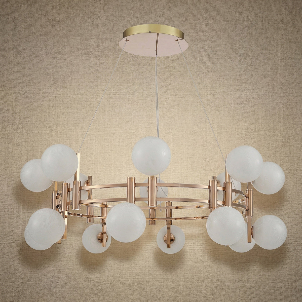 Callisto Frosted Glass Globe Round Chandelier 39.4" - dark