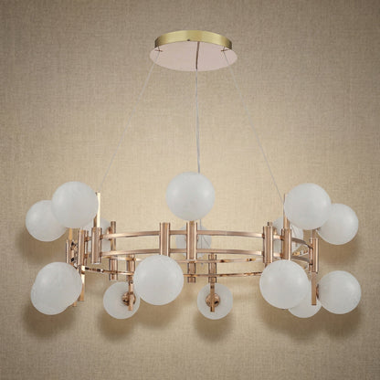 Callisto Frosted Glass Globe Round Chandelier 39.4" - dark