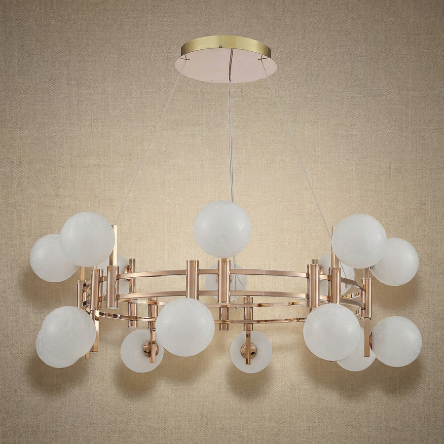 Callisto Frosted Glass Globe Round Chandelier 39.4" - dark