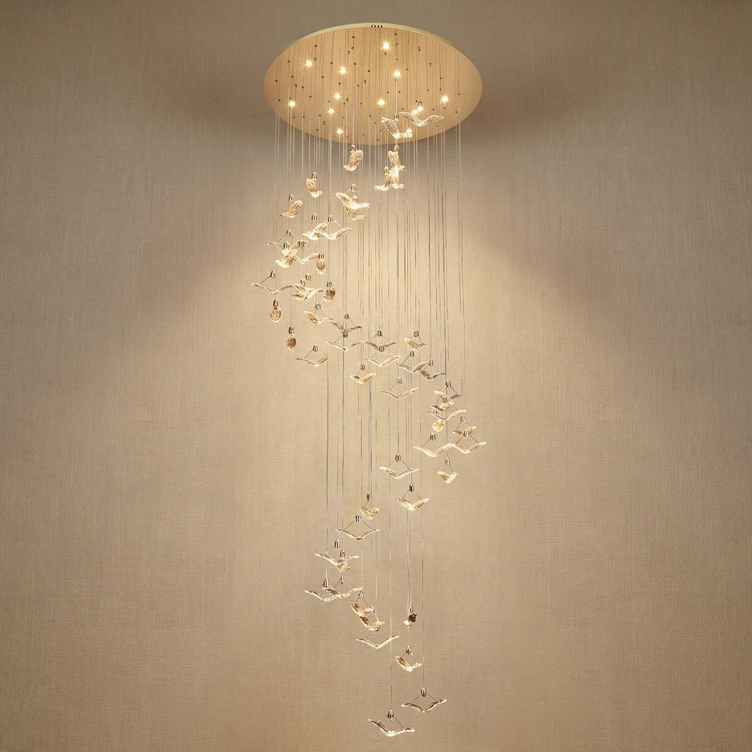 Crane Cascading Handmade Glass Chandelier