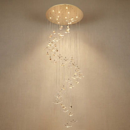 Crane Cascading Handmade Glass Chandelier