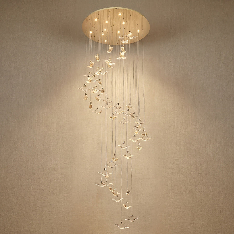 Crane Cascading Handmade Glass Chandelier
