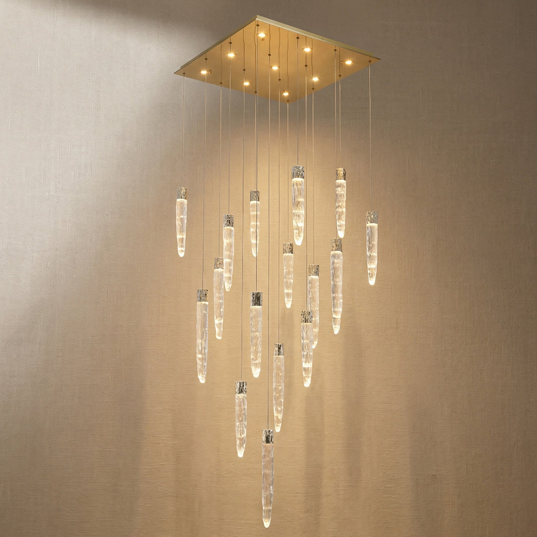 Halsey Icicle Crystal Glass Square Chandelier 31.5"