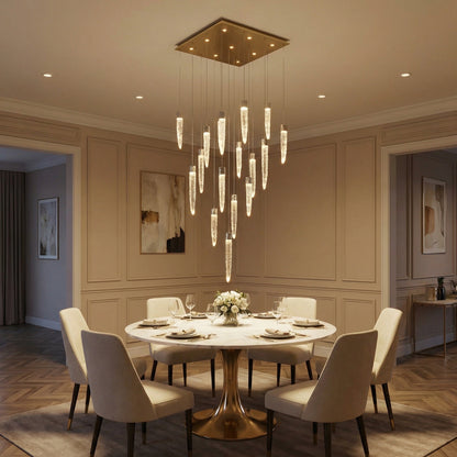 Halsey Icicle Crystal Glass Square Chandelier 31.5" - scene 1