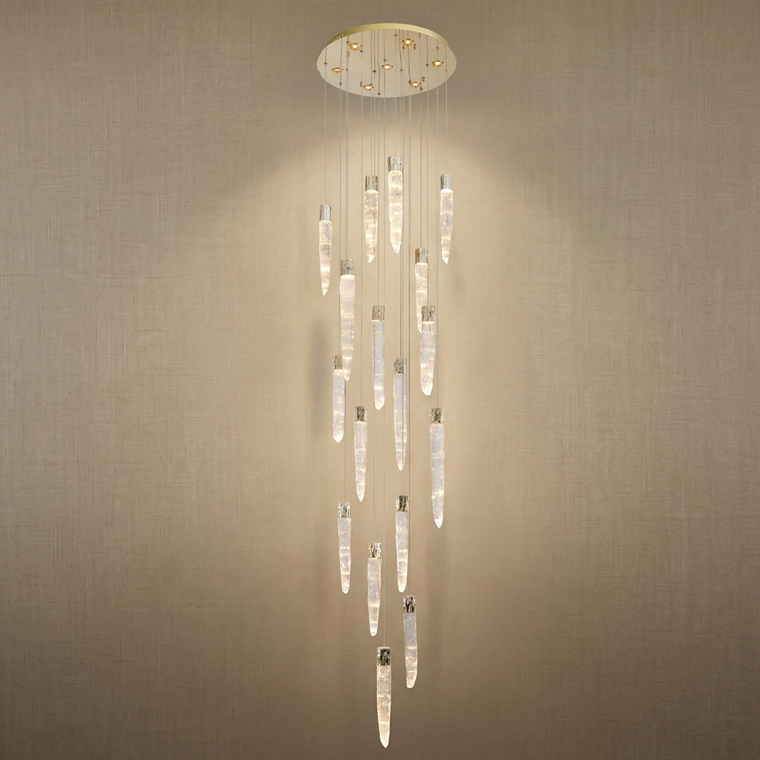 Halsey Icicle Crystal Glass Stairwell Chandelier 47" D
