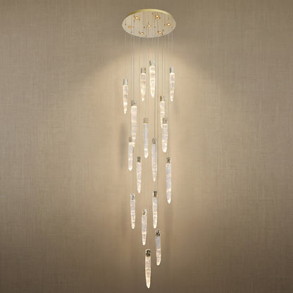 Halsey Icicle Crystal Glass Stairwell Chandelier 47" D