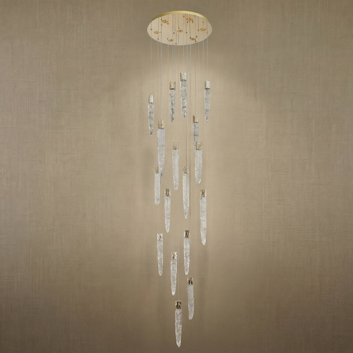 Halsey Icicle Crystal Glass Stairwell Chandelier 47" D - dark