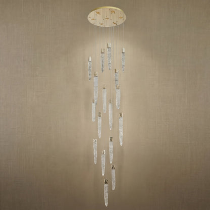 Halsey Icicle Crystal Glass Stairwell Chandelier 47" D - dark