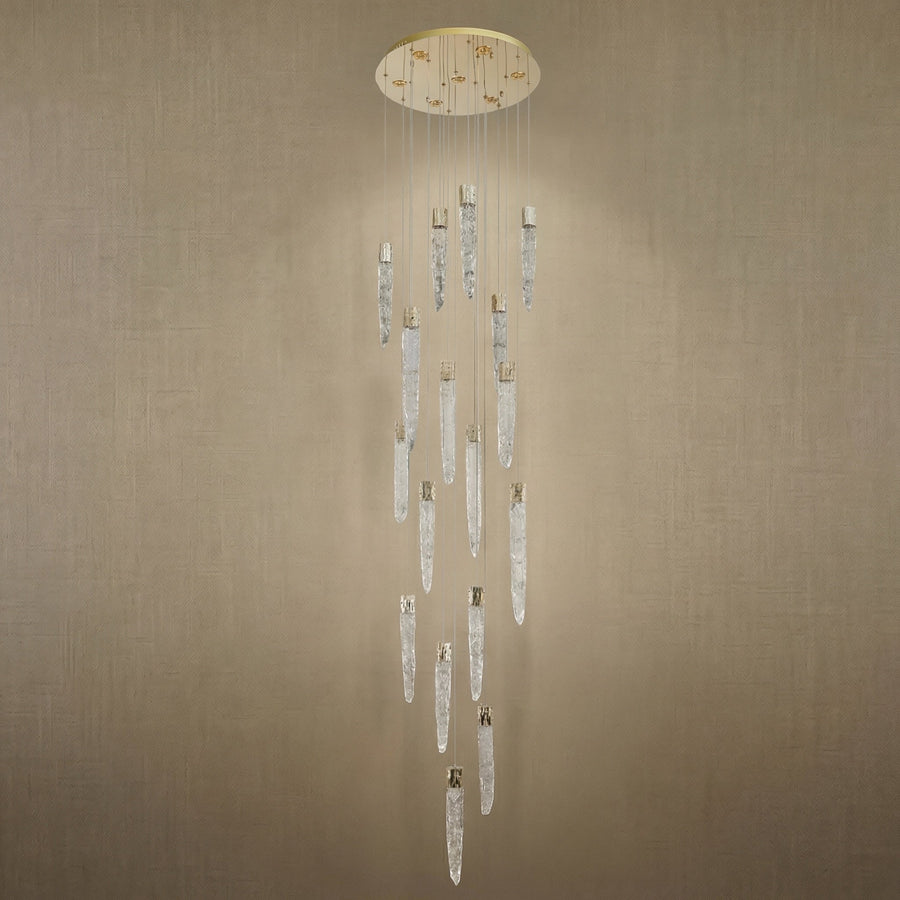 Halsey Icicle Crystal Glass Stairwell Chandelier 47" D - dark