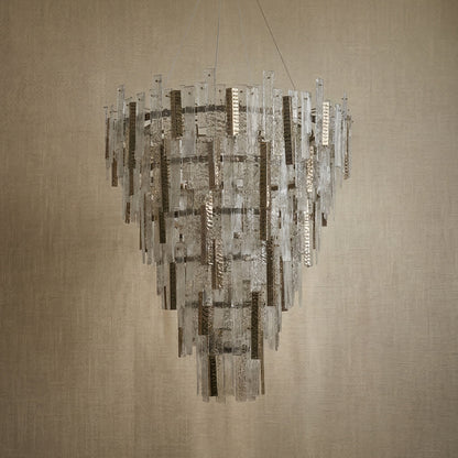 Glacier Textured Glass Round Chandelier - dark
