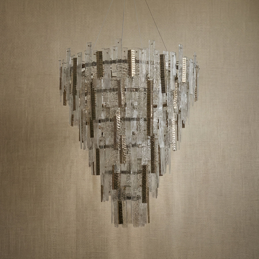 Glacier Textured Glass Round Chandelier - dark