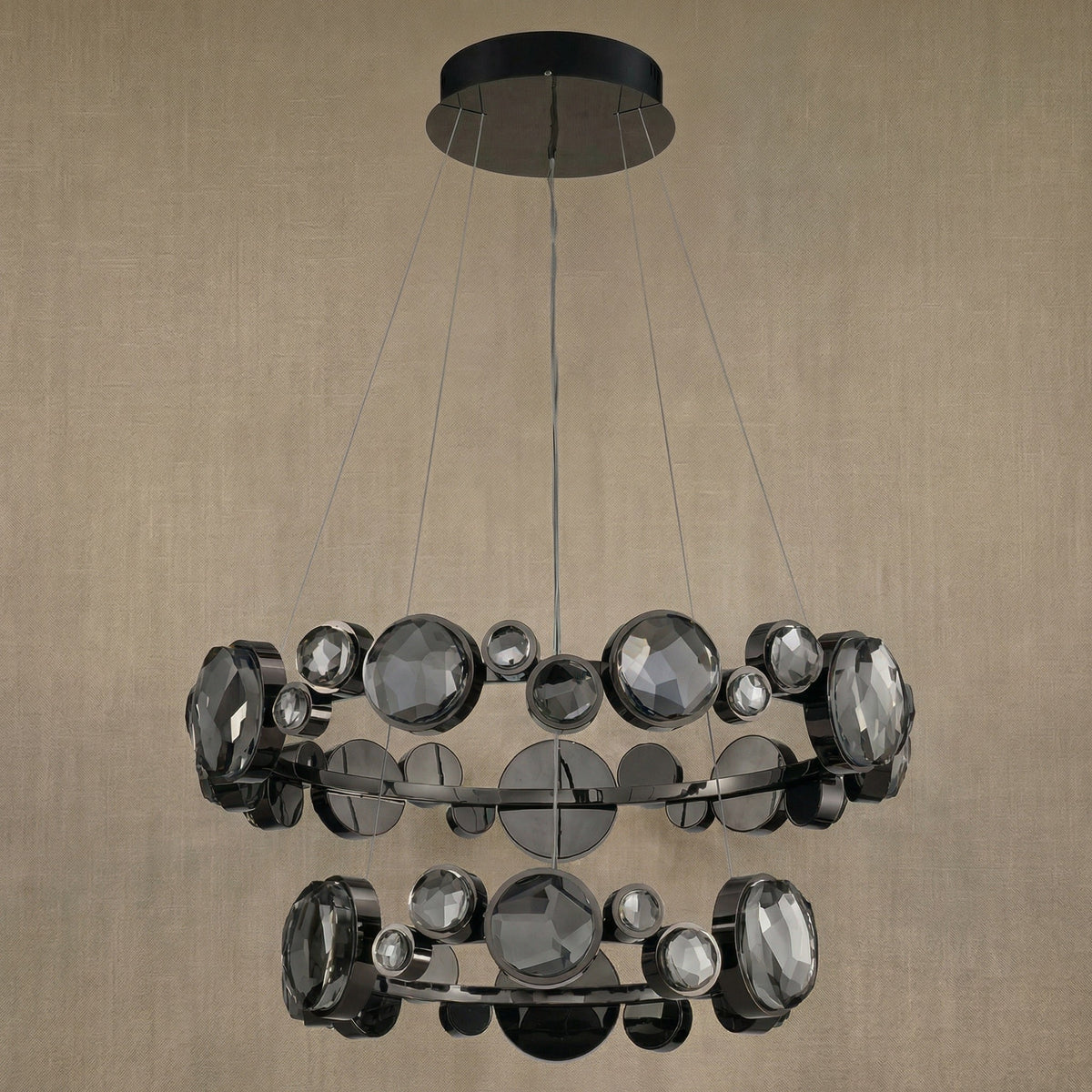 Eclipse Two Ring Modern Crystal Chandelier - dark
