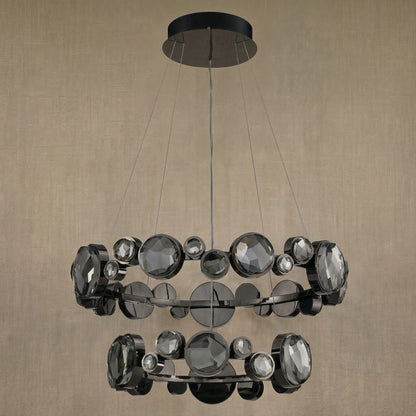 Eclipse Two Ring Modern Crystal Chandelier - dark