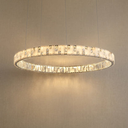 Ellery Crystal&Alabaster Round Ring Chandelier