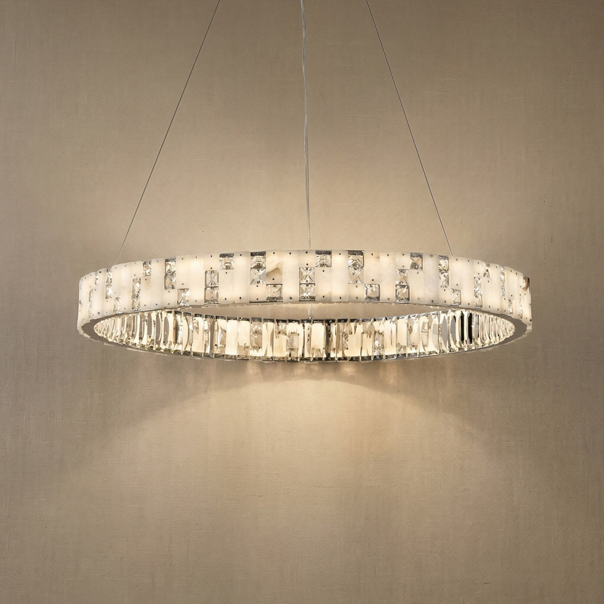 Ellery Crystal&Alabaster Round Ring Chandelier (2)