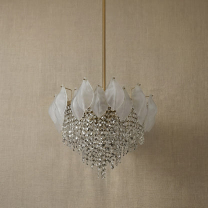 Vivienne Frosted Glass & Crystal Chandelier - dark