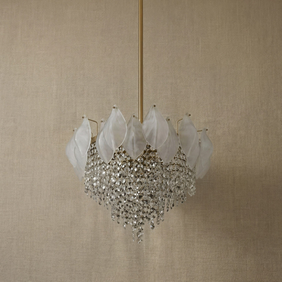 Vivienne Frosted Glass & Crystal Chandelier - dark