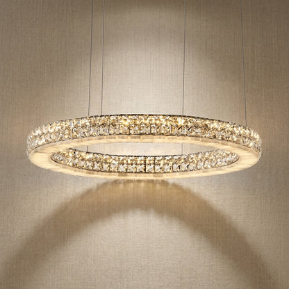 Vera 24 inch crystal & alabaster ring chandelier with chrome finish — modern pendant