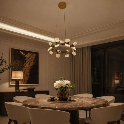 Detail of the sculpted metal with champagne gold finish