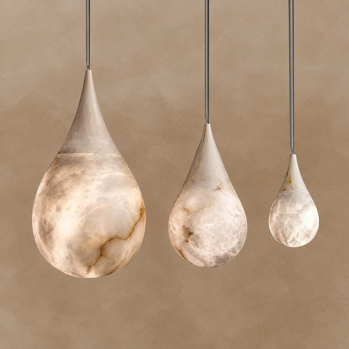 Hailey Alabaster Raindrop Pendant Lighting, Dining Table Pendant