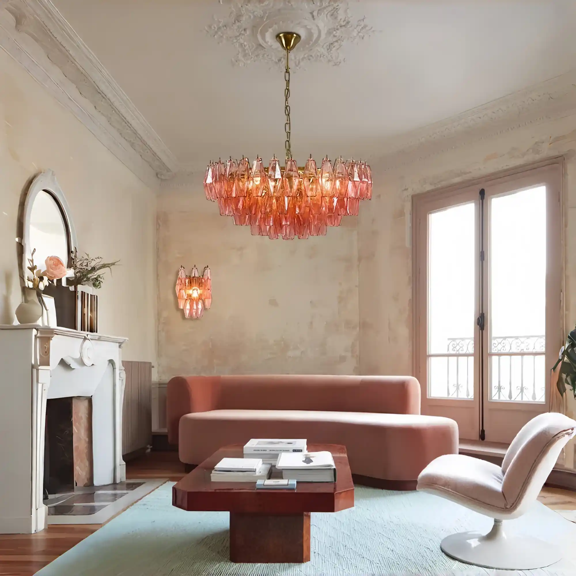 Cyra Hand Blown Tier Glass Large Murano Chandelier