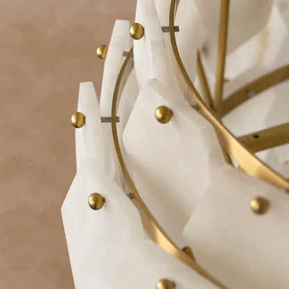 Hexa Cloud Gold & White Alabaster Pendant Light– 23.6" Diameter