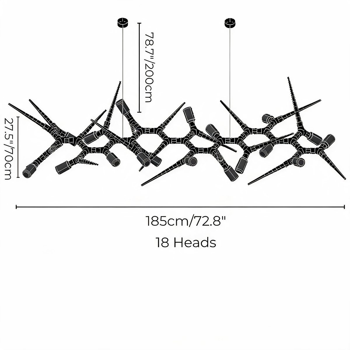 Adjustable Iron Dimmable LED Chandelier 47.2"-177.1"