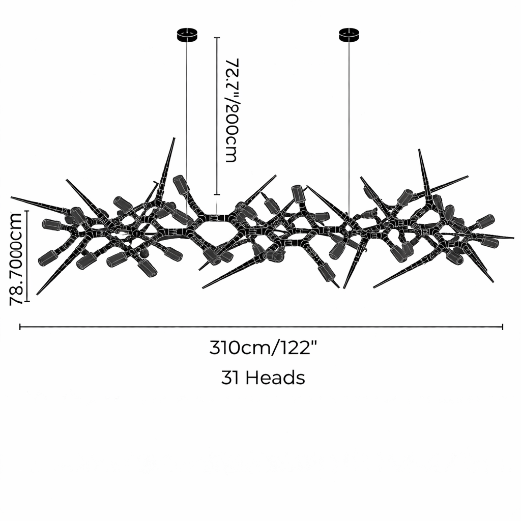 Adjustable Iron Dimmable LED Chandelier 47.2"-177.1"