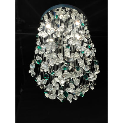 Elegant Rainfall Blue Gem Glass Chandelier: Dazzling Italian Concept Lighting Fixture