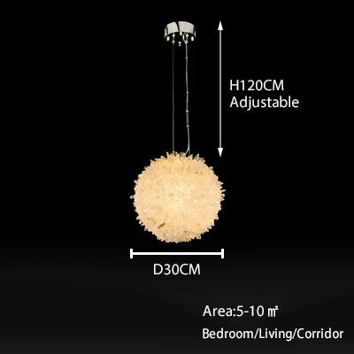 Kandace Rock Crystal Ball Modern Pendant Light