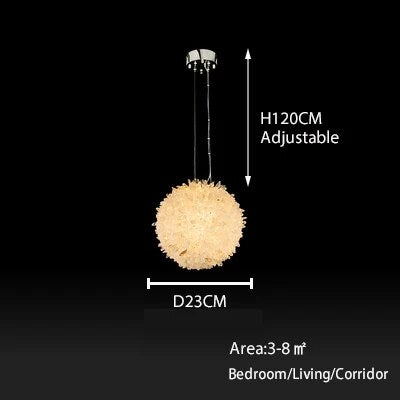 Kandace Rock Crystal Ball Modern Pendant Light