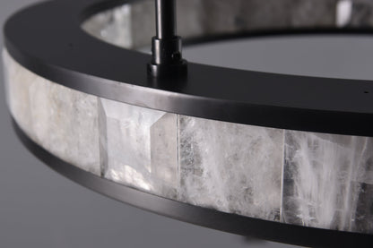 Rosario Luxury Round Rock Crystal Pendant Chandelier Lighting