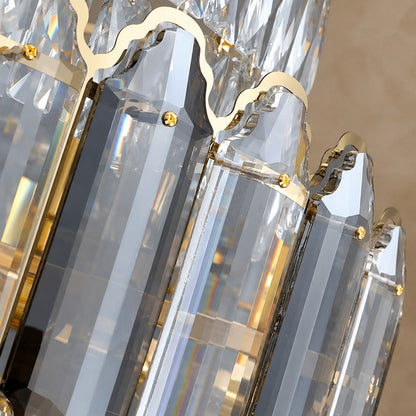 Large Staircase Crystal Chandelier Living Room Ceiling Light Fixture For Hotel Entrance In Gold Finish
