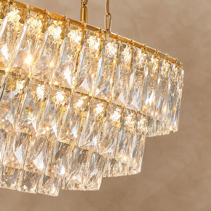 Large Staircase Crystal Chandelier Living Room Ceiling Light Fixture For Hotel Entrance In Gold Finish