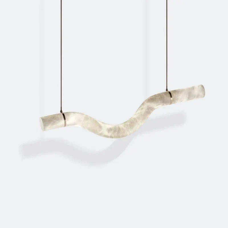 Liberty Curved Pendant Alabaster Chandelier, Pendant Light Over Dining Table