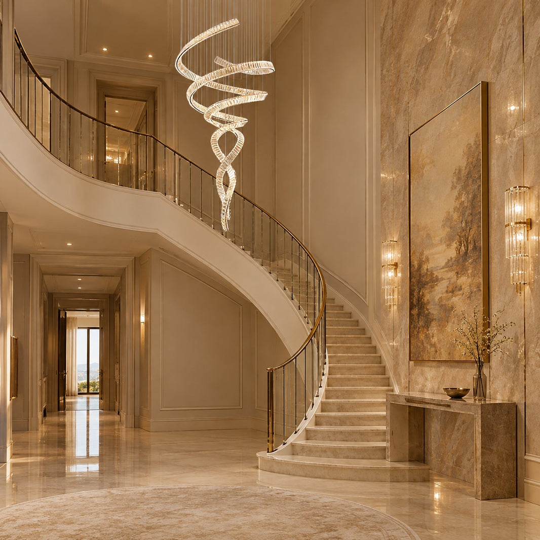 Long Spiral Crystal Chandelier 31.5"-59.1"