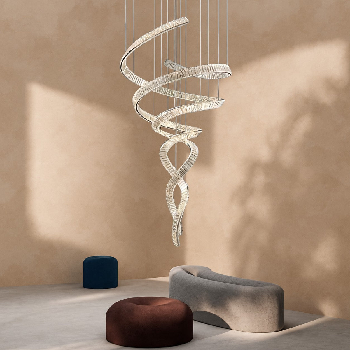 Long Spiral Crystal Chandelier 31.5"-59.1"