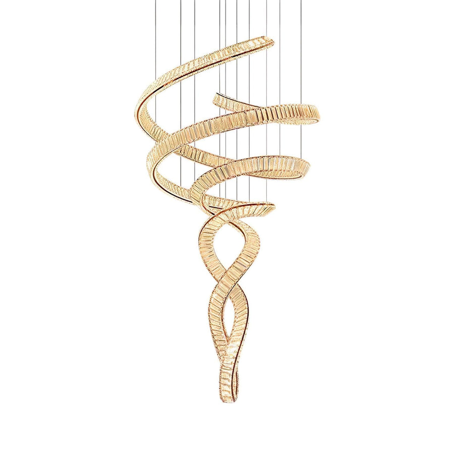 Elegant Long Spiral Crystal Chandelier with Stainless Steel Frame