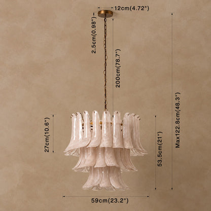 Lonso Taupe Mid-Century Brass & Glass Chandelier – Vintage Glam