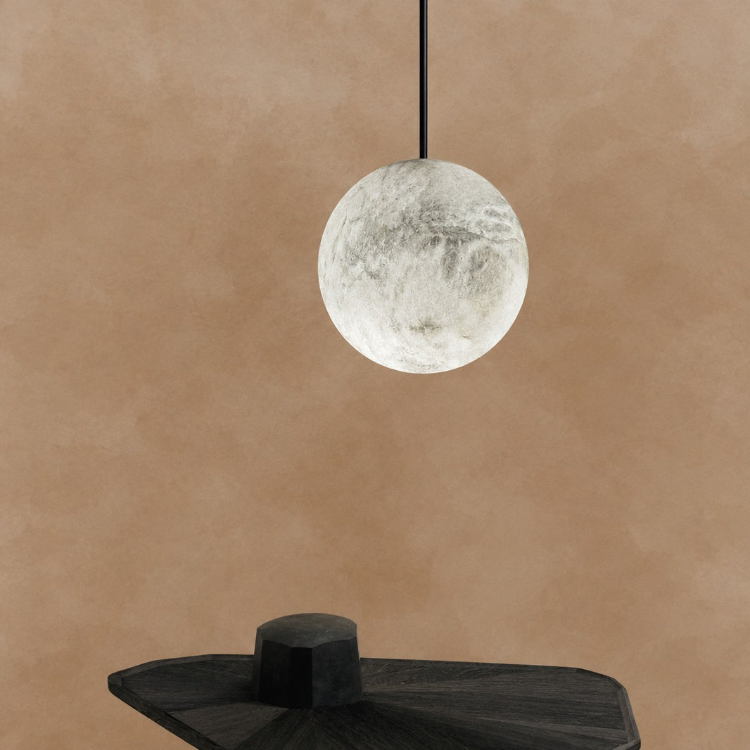 Luna Alabaster Sphere Staircase Chandelier, Multi Pendant Light